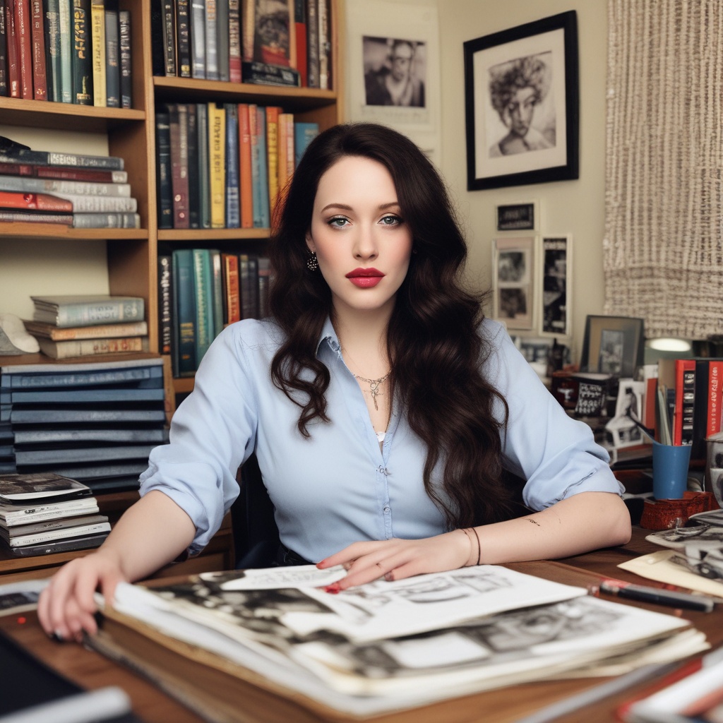 Kat Dennings in her office